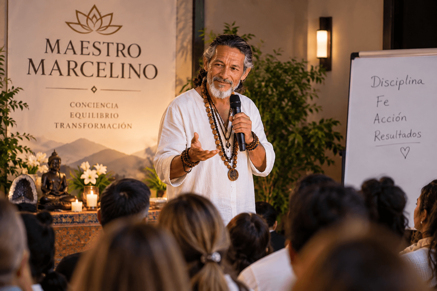 Maestro Marcelino compartiendo su guía espiritual